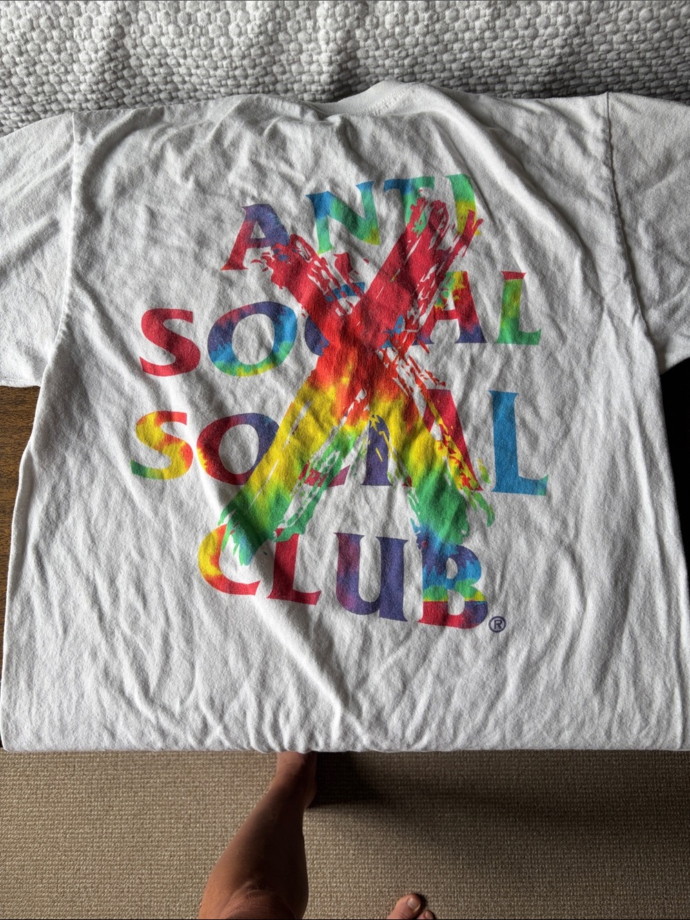 Anti Social Social Club Kids White Tee with Rainbow Graphic